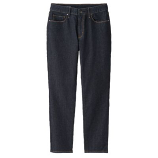 縦横ストレッチデニムスリムストレートパンツ　アンクル丈　ダークネイビー