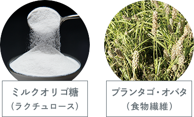 ミルクオリゴ糖（ラクチュロース）、プランタゴ・オバタ（食物繊維）