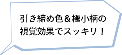 引き締め色＆極小柄の視覚効果でスッキリ！