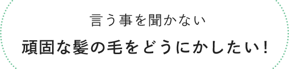言う事を聞かない頑固な髪の毛をどうにかしたい！