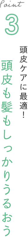 Point 3 頭皮ケアに最適！頭皮も髪もしっかりうるおう
