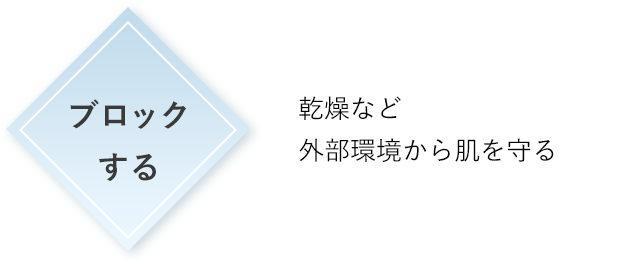 「ブロックする」乾燥など外部環境から肌を守る