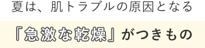 夏は、肌トラブルの原因となる「急激な乾燥」がつきもの