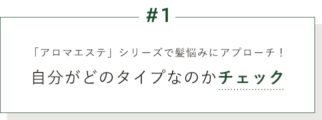 #1 「アロマエステ」シリーズで髪悩みにアプローチ！自分がどのタイプなのかチェック