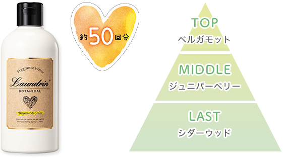 TOP:ベルガモット MIDDLE:ジュニパーベリー LAST:シダーウッド