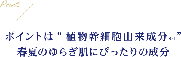 Point ポイントは“植物幹細胞由来成分※1”春夏のゆらぎ肌にぴったりの成分