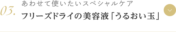 03.あわせて使いたいスペシャルケア フリーズドライの美容液「うるおい玉」