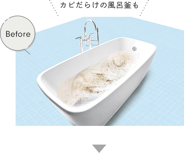 Before. カビだらけの風呂釜も