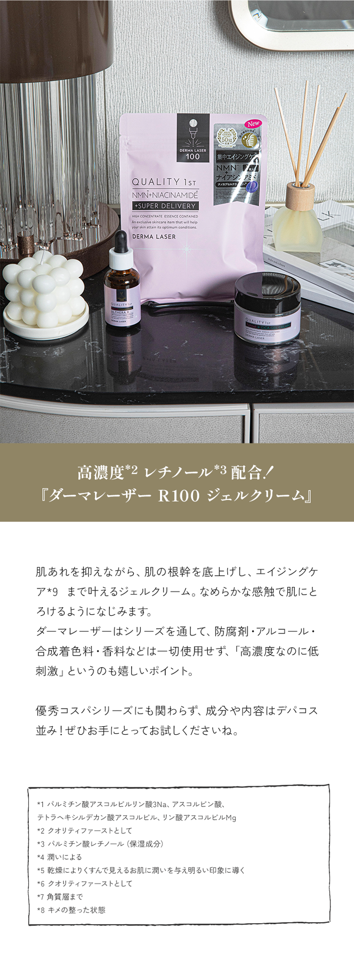 高濃度*2レチノール*3配合！『ダーマレーザーR100ジェルクリーム』