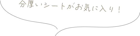 分厚いシートがお気に入り！