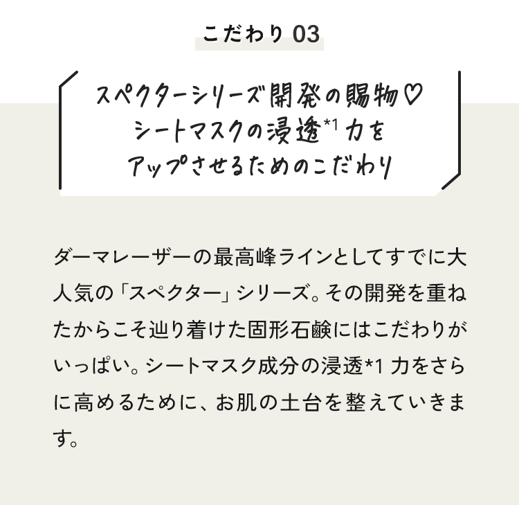 03 スペクターシリーズ開発の賜物♥シートマスクの浸透*力をアップさせるためのこだわり