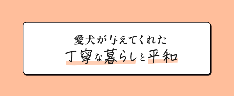#01 愛犬が与えてくれた丁寧な暮らしと平和