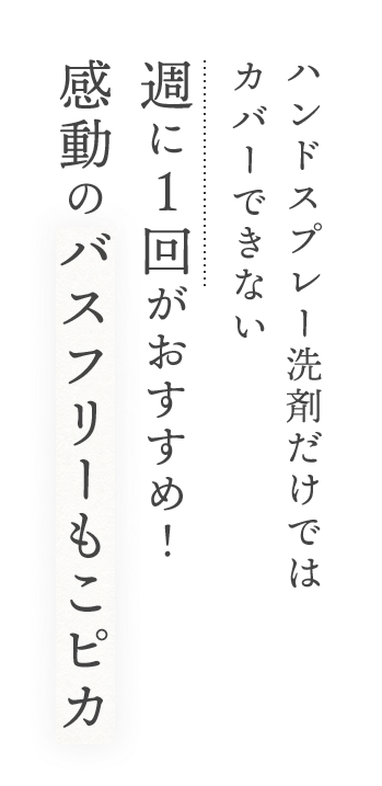 ハンドスプレー洗剤だけではカバーできない 週に１回がおすすめ！感動のバスフリーもこピカ